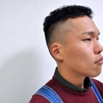 barber風、ちりちりテーパーフェードヘアカット。